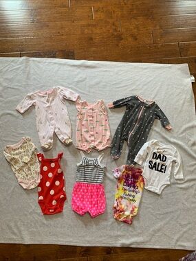 Carter's Baby Girls Mixed Pink, Gray, Red, White One-Piece Lot